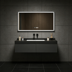 <span class=keywords><strong>Meuble</strong></span>-lavabo mural flottant multi-niveaux en bois pour salle de bain à usage domestique avec miroir en promotion - Product Image 5