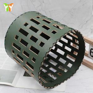 Cesta de almacenamiento de estilo nórdico para el hogar, cesta de almacenamiento de artículos diversos de cuero PU tejido, cesta de almacenamiento hueca para aperitivos. - Product Image 3