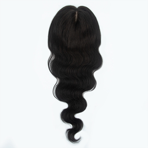 ท็อปเปอร์ผมแท้ยุโรปแบบตาข่าย YUANZHEN สีดำธรรมชาติ 1B ผมแท้ Remy 100% ไม่หลุดร่วง ไม่พันกัน - Product Image 1