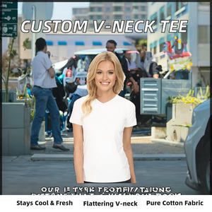 Camisetas de Cuello en V para Mujer, Opciones OEM Premium, Logotipo y Diseño Personalizados, Estampado de Puntos, Arcoíris, Color Liso, Teñido, Transpirable, 100% Algodón - Product Image 2