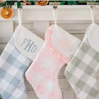 Vente en gros Bas de Noël Vichy Bas de Noël Chaussettes de Noël en toile de coton