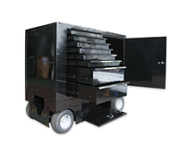 Chariot d'atelier mobile pour travaux de course, avec plan de travail et boîte à outils, pour espaces de travail extérieurs