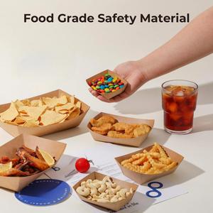 50Pcs/Pack Brown Kraft Paper Food Trays - Heavy-Duty Disposable Food Boats for Fries Nachos Hot Dog Taco BBQ Party Picnic - Product Image 3