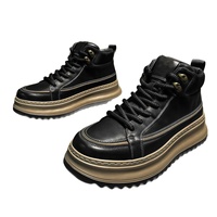 Bottes d'hiver montantes pour hommes, nouvelles bottes courtes jaunes en microfibre, style rétro britannique, semelle épaisse, pour le travail