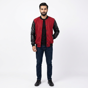 Best Sale New Arrival FINER THREADS <b>Men</b> Red Black Winter Warm Comfortable Breathable Polyester/Cotton Stand Collar <b>Jacket</b> - Product Image 1