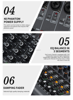 GAX-DM18 Console de Mixage Professionnelle 18 Canaux Meilleur Prix Table de Mixage Audio Contrôleur DJ avec 99DSP