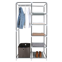 Armoire à vêtements non tissée avec étagère et trois organiseurs de rangement, armoires de chambre à coucher, organiseur de vêtements