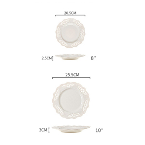 NOUVEAU <span class=keywords><strong>Assiette</strong></span> <span class=keywords><strong>à</strong></span> dîner <span class=keywords><strong>creuse</strong></span> en céramique blanche gaufrée européenne Pain Gâteau Pâtes Dessert Salade de fruits Plateau de service Vaisselle de restaurant - Product Image 2