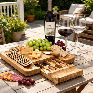 Ensemble de planches à <span class=keywords><strong>fromage</strong></span> en bambou personnalisées avec planche à découper carrée et couteau à <span class=keywords><strong>fromage</strong></span>, outils à <span class=keywords><strong>fromage</strong></span> pour la cuisine et la <span class=keywords><strong>charcuterie</strong></span> - Product Image 5