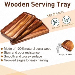 ถาดไม้สี่เหลี่ยมสำหรับเสิร์ฟอาหารเรียกน้ำย่อย ชีส แซนวิช ขนมหวาน บิสกิต - Product Image 2