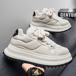 <span class=keywords><strong>Chaussures</strong></span> Homme Tendance Printemps 2026 Nouveauté Semelle Épaisse Rehaussante Blanches - Product Image 3
