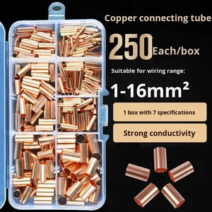 Conectores de tubo de cobre sin oxígeno GT1-6mm (250 piezas) con tubo termorretráctil y kit de herramientas de crimpado - para cableado eléctrico - Product Image 1