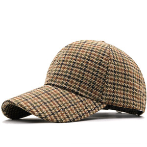 Gorra de béisbol de <span class=keywords><strong>tweed</strong></span> con logo personalizado, diseño de pata de gallo, a cuadros, mezcla de lana, estilo casual para papá - Product Image 3