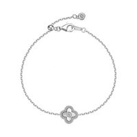 Dylam Fashion Feiner Schmuck 925 Silber Gliederkette 5A Kubikzirkonia Vierblättriges Kleeblatt Glücksbringer Armbänder für Damen