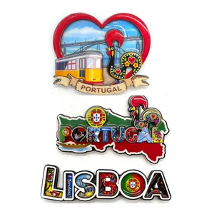 Custom Tourist Country Souvenir Design Lisboa Souvenir Portugal Rooster Wood Fridge Magnet
