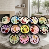 Bougie en cire de soja artisanale écologique de luxe SKYLIA, 8 onces, en boîte, avec cristaux naturels et fleurs séchées, longue durée, Pâques, fête des pères