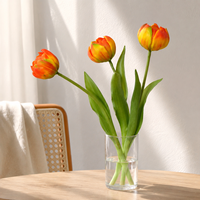 3 Tangkai Bunga Tulip Artificial Real Touch, Buket Bunga Karet Lembut untuk Dekorasi Vas Rumah, Hotel, Pernikahan