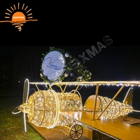 Décoration de Noël géante en forme d'avion à hélices LED pour affichage commercial, sculpture d'avion extérieure avec lumières