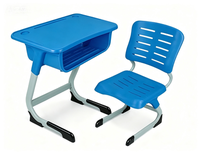 Bureau et chaise d'école en plastique pour la formation, mobilier de salle de classe, coins arrondis avec bureau et chaise en plastique pour enfants
