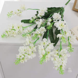 Bouquet de fleurs artificielles 10 Delphiniums et Jacynthes à tiges multiples, violet et blanc, en plastique et soie, haute simulation, pour mariage et décoration intérieure - Product Image 4