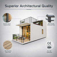 Maison préfabriquée contemporaine à deux étages en acier, mini-maison modulaire, bureau de jardin, studio, cabane déplaçable, pod.