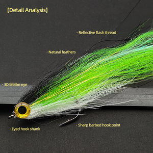 Señuelo de Pesca con Mosca Multicolor de Ojo Grande <span class=keywords><strong>para</strong></span> Río, Lago y Arroyo con Anzuelo de Acero de Alto Carbono - Product Image 3