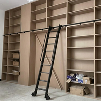 Escalera Rodante Resistente de 108 Pulgadas, Escalera de Biblioteca, 400 LBS, Aluminio, Peldaños Antideslizantes, Ruedas, para Uso en Dormitorios y Armarios