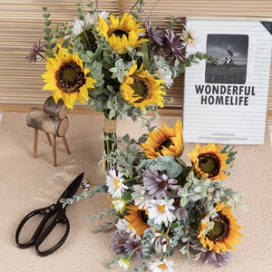 Bouquet de fleurs artificielles CallaFloral Tournesol en tissu tissé plastique pour décoration maison et mariage CF01266 - Product Image 1