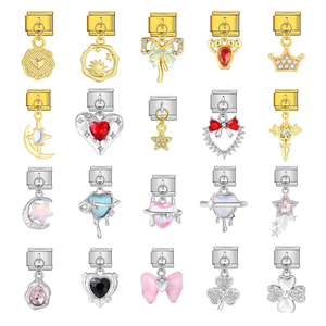 Colgante de Moda con Diseño de Gota de Agua, Corazón de <span class=keywords><strong>Diablo</strong></span> y Estrellas al Atardecer, Compatible con Pulseras de Acero Inoxidable de 9mm, para Creación de Joyería, Charm Italiano DIY - Product Image 2