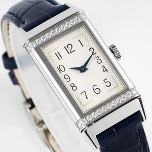 Reloj automático de alta calidad con diseño de lujo, esfera antihoraria, caja de acero inoxidable con diamantes incrustados, reversible, con doble zona horaria e impermeable. - Product Image 3