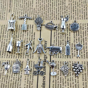 <b>Wine</b> <b>Charms</b> Set Silver Tone Food Shape Wedding Party Decorations For Jewelry Making Craft Supplies 12Pcs - Product Image 1