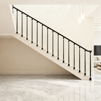 Rampes aluminium-magnésium couleur noir et or à la mode Rampe de pont en aluminium Broche blanche Balustrade d'escalier pour la villa