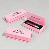 Boîte d'emballage rigide de luxe en gros avec fermeture magnétique, recyclable, pour ensemble de rouges à lèvres et gloss, avec insert en soie