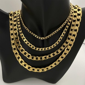 Atacado: Colar de Corrente Elo Cubano Plano Banhado a Ouro 24K em Latão para Homens e Mulheres – Joias da Moda por Atacado - Product Image 3