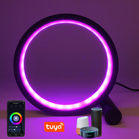 Smart RGBIC Anneau Lampe de Bureau Musique Synchronisation Lumière LED Ambiante pour Décoration de Chambre Cool Lampe tuya Changement de Couleur Moderne USB Lampe de Table