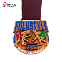 Médailles de compétition sportive personnalisées avec logo 3D en relief, finition bronze antique, pour récompense d'équipe