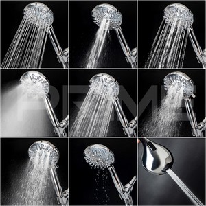 Juego de Ducha de 9 Funciones, Redondo, Ajustable, Cromado, con Rociador de Mano, Masaje, Burbujas, Lluvia, Accesorios de Baño - Product Image 1