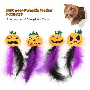 Nouveau jouet pour <span class=keywords><strong>chat</strong></span> en <span class=keywords><strong>peluche</strong></span> Citrouille d'Halloween Visage de fantôme, avec son BB intégré, résistant aux morsures, pour le nettoyage des dents, jouet à mâcher en plumes - Product Image 2