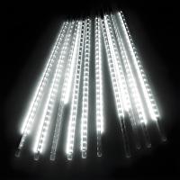 Lumières de pluie de météores LED blanches, lumières de tube de pluie de météores, étanches IP44, 4 m, lampe en forme de bâton de glace, intérieur/extérieur, Noël, vacances, jardin