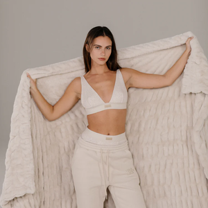 بطانية أرنب فقاعية مخططة مقلمة من الفرو الصناعي قابلة للانعكاس من جانب مزدوج دافئ سميك جي إس إم - Product Image 4