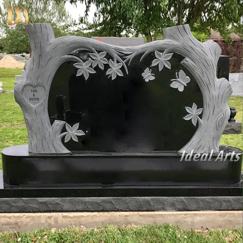ダークグレー花崗岩大理石の木の切り株の墓石の理想的な芸術墓地の墓石