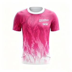 T-shirt de course personnalisé à logo pas cher pour événement de marathon, impression 3D, 100 % polyester, vierge, pour sublimation - Product Image 1