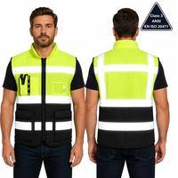 Gilet de sécurité haute visibilité EN ISO 20471 ANSI Classe 3 avec poches et fermeture éclair, logo personnalisé OEM