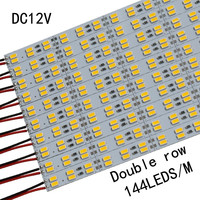 Barre lumineuse LED double ligne 12v 144 pièces/M 5630/5730 barre dure avec rainure en aluminium pour comptoir à bijoux, armoire