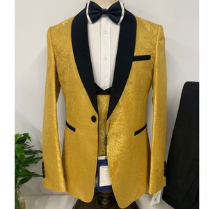 44-58 européen US à la mode hommes trois pièces chic motif foncé costumes transfrontaliers banquets mariages garçons d'honneur fermeture éclair mouche pantalon - Product Image 1