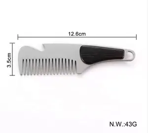 High Quality Custom Logo Portable Small Metal Pocket Beard Comb Stainless Opener