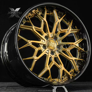 Jantes XINGTU forgées sur mesure en 2 pièces, design concave, jantes de course à fond profond pour BMW M3 M4 M5 M8 RS6 R8 5x112 5x120 Noir doré - Product Image 1