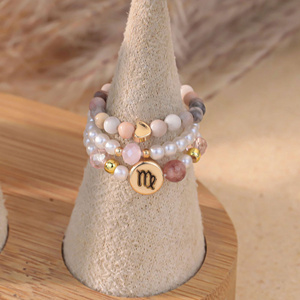 Bijoux <span class=keywords><strong>du</strong></span> zodiaque bohème pierre naturelle perlée bande anneau extensible ensemble à la main faire cristal empilable anneau astrologie <span class=keywords><strong>Horoscope</strong></span> - Product Image 5