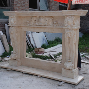 Cheminée classique européenne en marbre blanc, bouclier héraldique sculpté à la main, manteau en feuille d'acanthe, vente directe d'usine personnalisée - Product Image 1