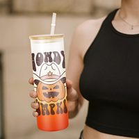 Verre à bière de 25 oz sans BPA avec couvercle en bambou, dégradé de couleurs givrées, pour bière, jus, eau glacée et autres boissons